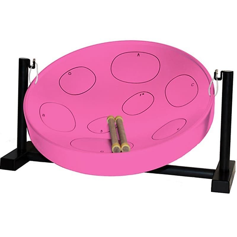 Kit listo para usar Panyard W1086 Jumbie Jam Pink Steel Drum con soporte de sobremesa